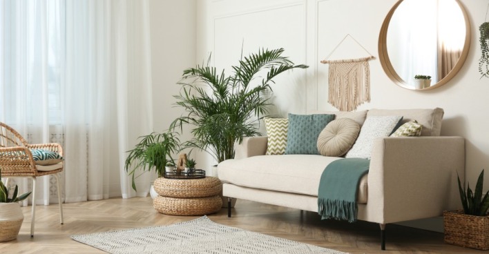 Sofa steht in einem Wohnzimmer | Credit: iStock.com/Liudmila Chernetska
