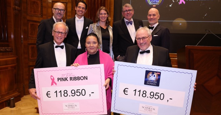 Scheckübergabe an Licht ins Dunkel und Pink Ribbon| Credit: Katharina Schiffl