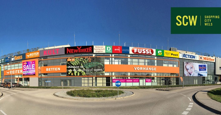 Das SCW Shoppingcity Wels von außen | Credit: Shopping Center Wels Einkaufszentrum GesmbH