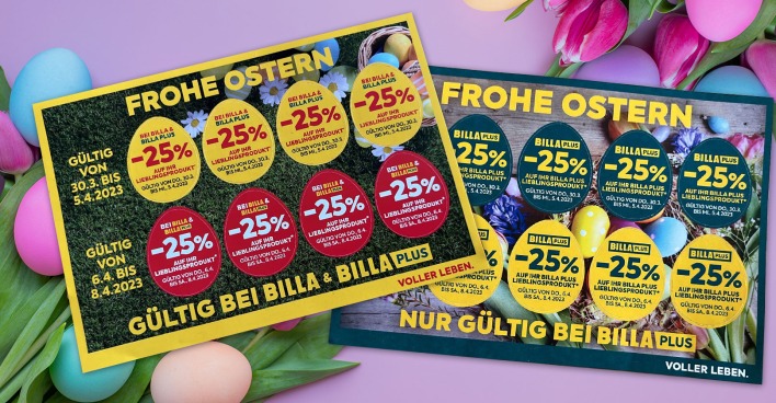 Rabatt-Pickerl von Billa und Billa Plus