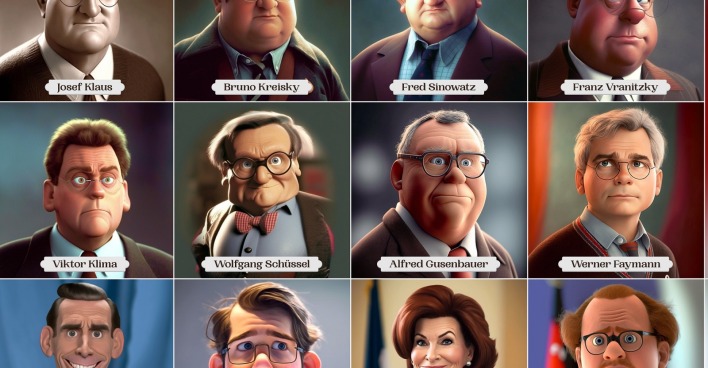 Die österreichischen Kanzler als Pixar-Figuren
