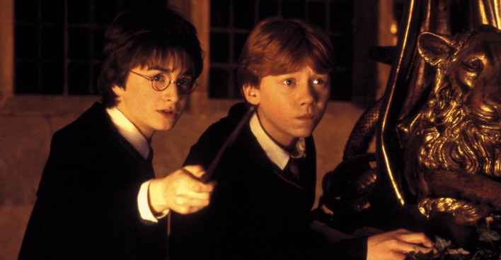 Filmausschnitt aus einem Potter-Film: Harry und Ron.