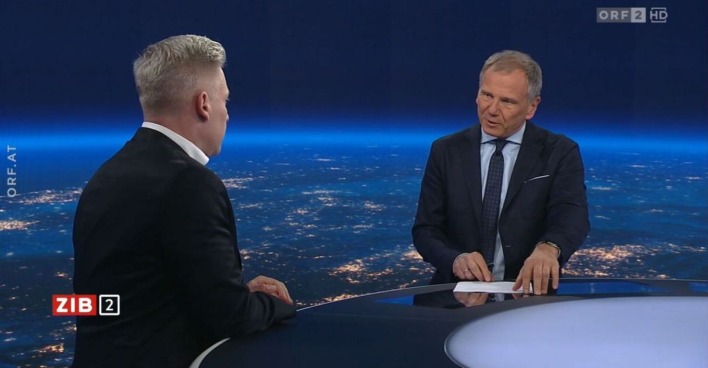 Julian Hessenthaler im ZIB2-Studio bei Armin Wolf.