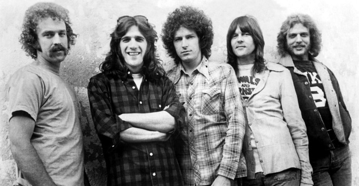 Schwarz-weiß-Foto der Kultband Eagles