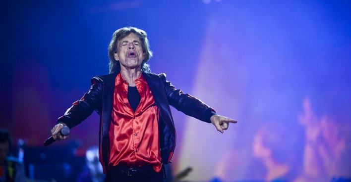 Mick Jagger auf der Bühne.