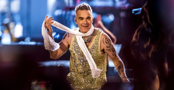 Robbie Williams auf der Bühne.