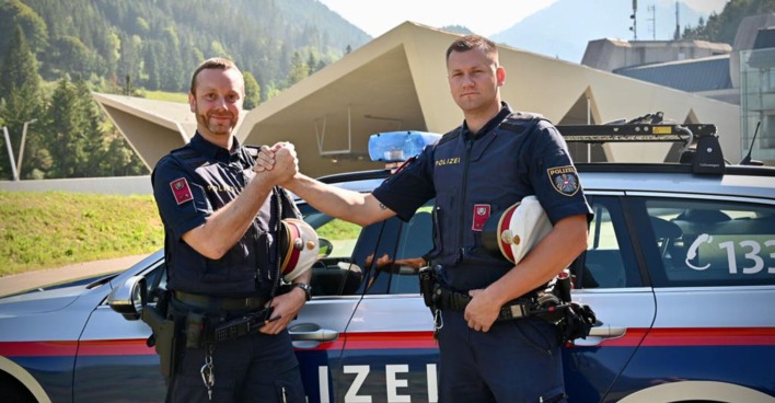 Revierinspektor Thomas Zinner und Revierinspektor Christian Pausch von der Polizeiinspektion Gleinalm