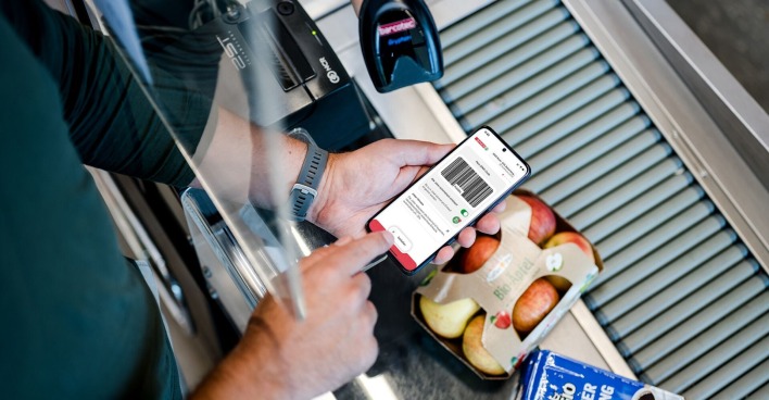 Die App in Aktion an der Kasse