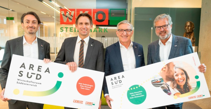 Ewald Verhounig (Leiter des Instituts für Wirtschaft- und Standortentwicklung), Joachim Schnabel (ARGE Koralm), WKO Steiermark Präsident Josef Herk, WKO Steiermark Direktor Karl-Heinz Dernoscheg