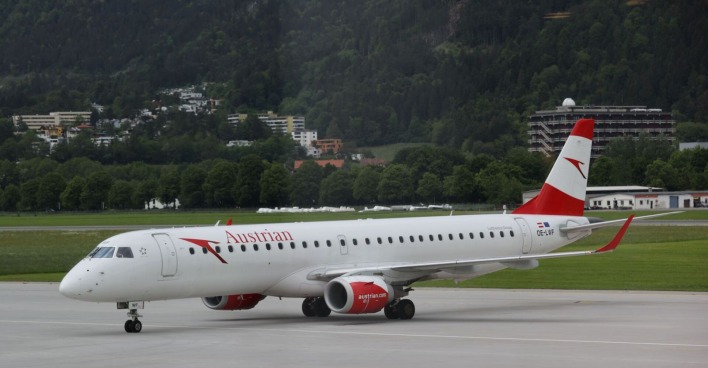 Ein AUA-Flugzeug am Boden