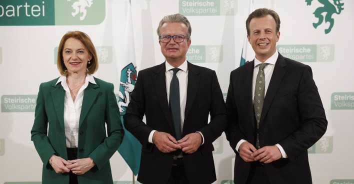 Simone Schmiedtbauer, Landeshauptmann Christopher Drexler und Karlheinz Kornhäusl