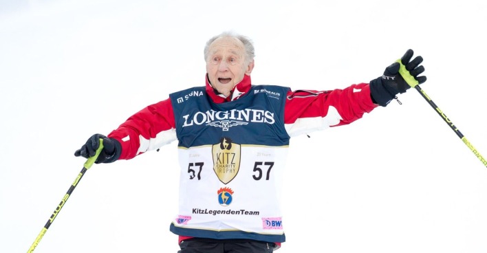 Anderl Molterer beim Skifahren.
