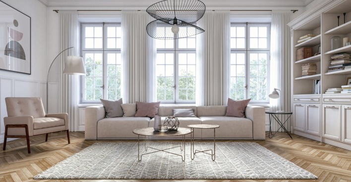 Wohnzimmer im Clean Chic | Credit: iStock.com/CreativaStudio