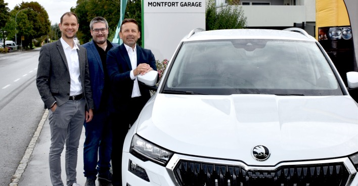 SKODA: Philipp Sagmeister, Mathias Roidinger und GF Markus Maier (Montfort Garage)