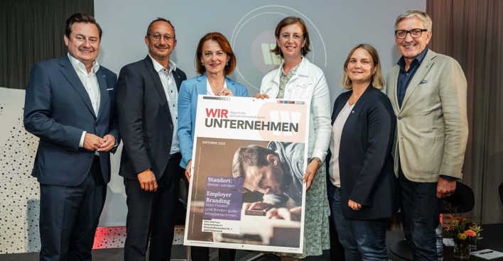 WB-Generalsekretär Kurt Egger, WB Steiermark-Direktor Jochen Pack, Simone Schmiedtbauer, Landesrätin Barbara Eibinger-Miedl, Nationalratsabgeordnete Martina Kaufmann und WKO-Präsident Josef Herk