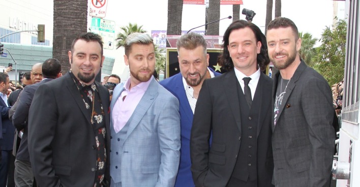 Justin Timberlake, Joey Fatone, Chris Kirkpatrick, Lance Bass, JC Chasez  am Walk of Fame