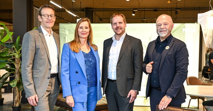 Gastgeber Team: GF Manfred Bauer (Tschabrun), Referentin Kristina zur Mühlen, Hypo Vorarlberg Vorstand Philipp Hämmerle und GF Harald F. Künzle (reiter design)