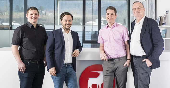 Führungsteam Matthias Frick (Co-CTO, Prokurist Antiloop), Gerold Böhler (Gründer &amp; GF Antiloop), Herbert Scheffknecht (Co-CTO Antiloop), Jürgen Samuel (Di3logy)