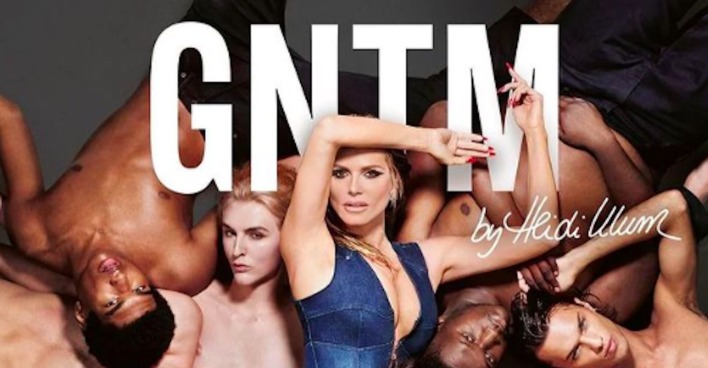 Das Cover von GNTM mit Heidi Klum und den Männermodels.