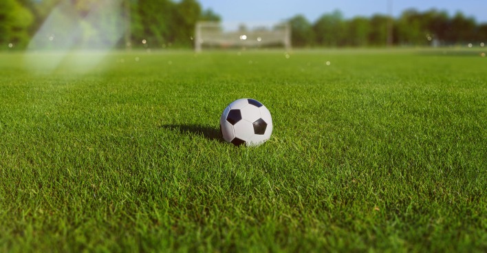 Ein Fußball auf dem Rasen