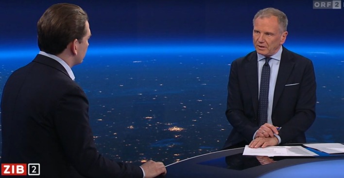 Sebastian Kurz zu Gast bei Armin Wolf in der ZIB2