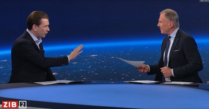 Sebastian Kurz und Armin Wolf diskutieren in der ZIB2
