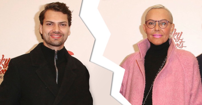 Jimmy Blue Ochsenknecht in einem schwarzen Outfit und Natascha Ochsenknecht in einem rosa Outfit.