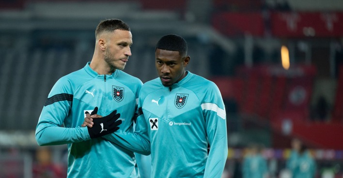 Marko Arnautovic und David Alaba im Rahmen eines Freundschaftsspiels des ÖFB-Nationalteams in Wien