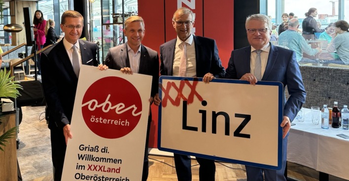 Markus Achleitner, Wolfgang Hattmannsdorfer, Thomas Saliger und Klaus Luger