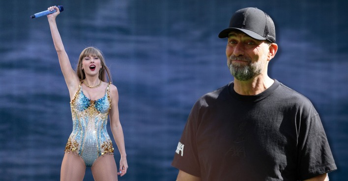 Jürgen Klopp und Taylor Swift auf einem Foto.