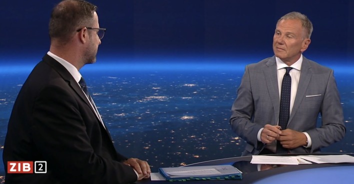Screenshot: Hafenecker bei Wolf im Studio der ZIB 2