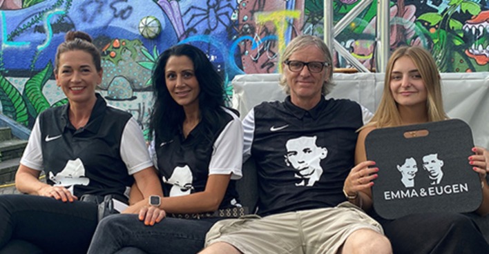 Martina Salzgeber, Fadine Zefar, Wolfgang und Hannah Preuß (alle Emma &amp; Eugen Team) (v. li.)