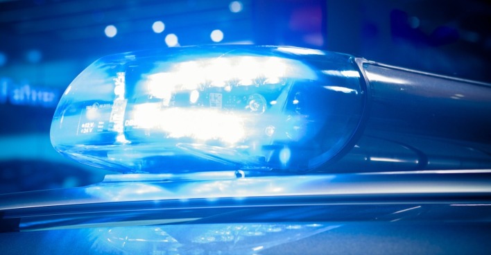 Blaulicht der Polizei in Bewegung