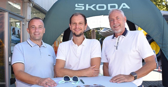 Vom Autohaus Rudi Lins Bregenz: Thomas Hillek (Markenleitung Skoda), Philipp Sagmeister (Audi), Alexander Troisler (GF Autohaus Rudi Lins, Bregenz)