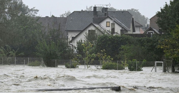 Überflutete Straßen in Neulengbach, 15. September 2024