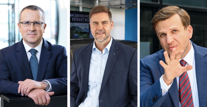 Robert Machtlinger, FAC, Klaus von Moltke, BMW Steyr, und Johannes Max-Theurer, Plasser &amp; Theurer