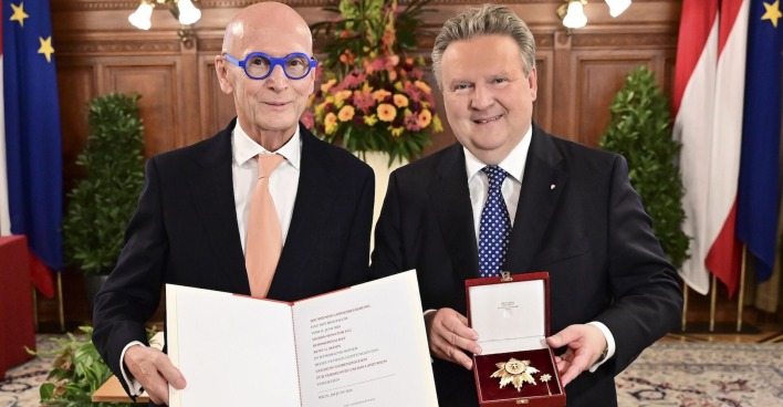 Kurt Mann und der Wiener Bürgermeister im Rathaus