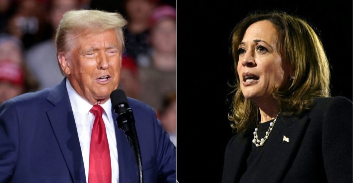 Prognosen hatten ein Kopf-an-Kopf-Rennen zwischen Donald Trump und Kamala Harris vorausgesagt.