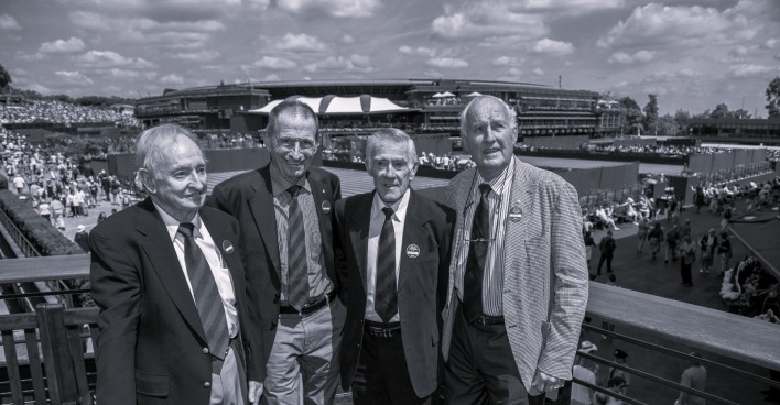 John Newcombe, Ken Rosewall, Rod Laver, Ashley Cooper und Neale Fraser