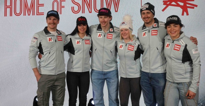 Fabio Gstrein, Stephanie Brunner, Dominik Raschner, Katharina Truppe, Stefan Brennsteiner und Julia Scheib (AUT)