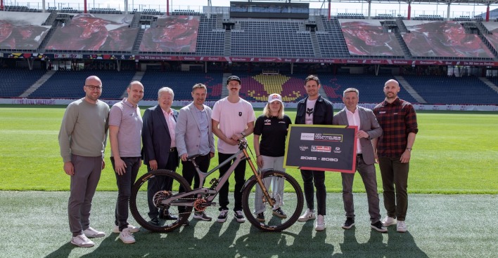 Die Vorfreude auf den Mountain Bike Weltcup in Leogang war beim Pressegespräch in der Red Bull Arena spürbar.