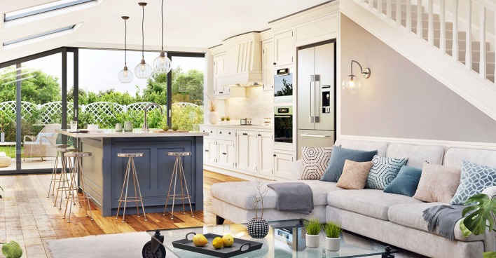 Wohnraum im Beach House Style | Credit: iStock.com/sl-f