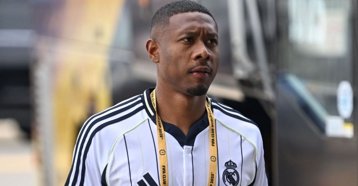 David Alaba bei der FIFA-Klub-WM während des Halbfinal-Matches von Paris-Saint-Germain und Real Madrid am neunten Juli 2025