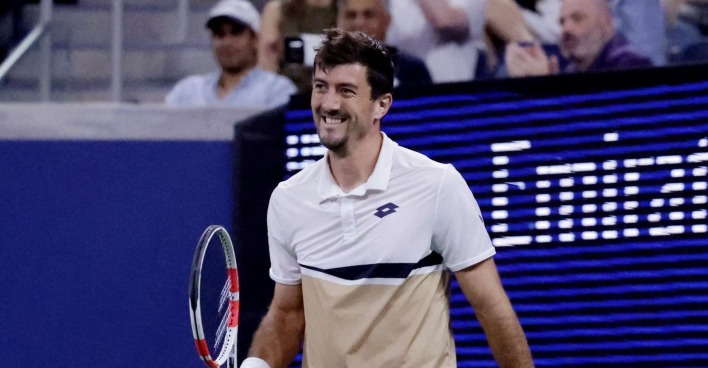 Sebastian Ofner bei den US-Open während seines Matches gegen Casper Ruud (NOR)