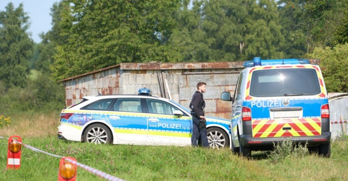 Polizeiabsperrung im deutschen Westerwald