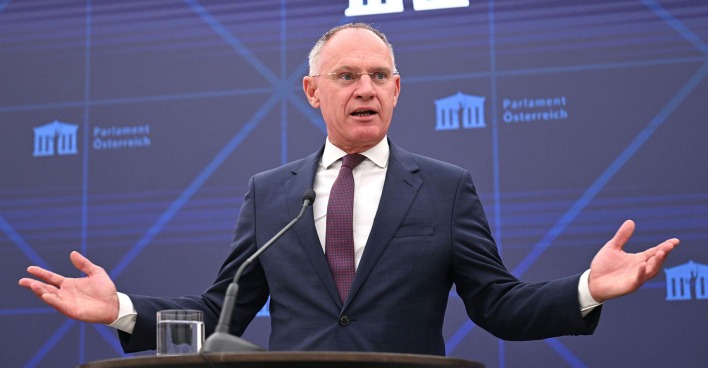 Innenminister Gerald Karner im Rahmen eines Pressetermins