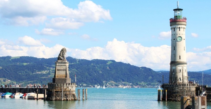 Hafen von Lindau mit Löwe Und Leuchtturm