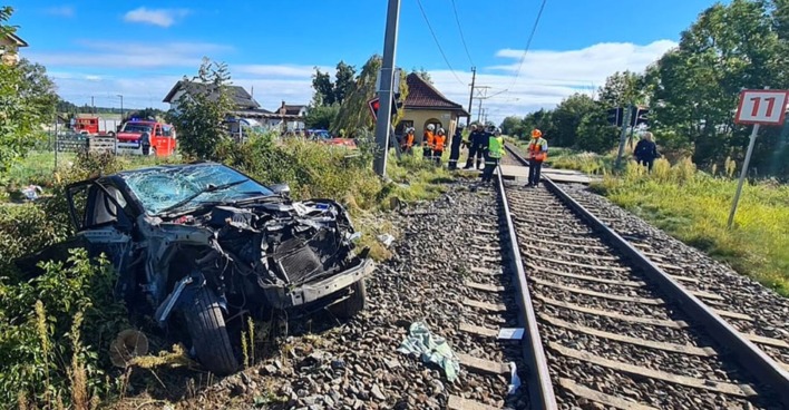 Unfallstelle in Blumau an der Wild, ein Zug hat einen PKW erfasst