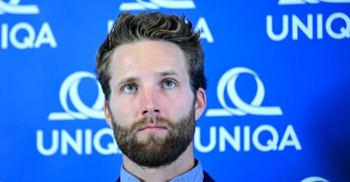 Skifahrer Marco Schwarz im Rahmen einer PK des ÖSV am Donnerstag, 2. Oktober 2025, in Wien