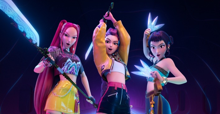 Die Hauptfiguren aus "KPop Demon Hunters", v.li.: Zoey, Rumi und Mira